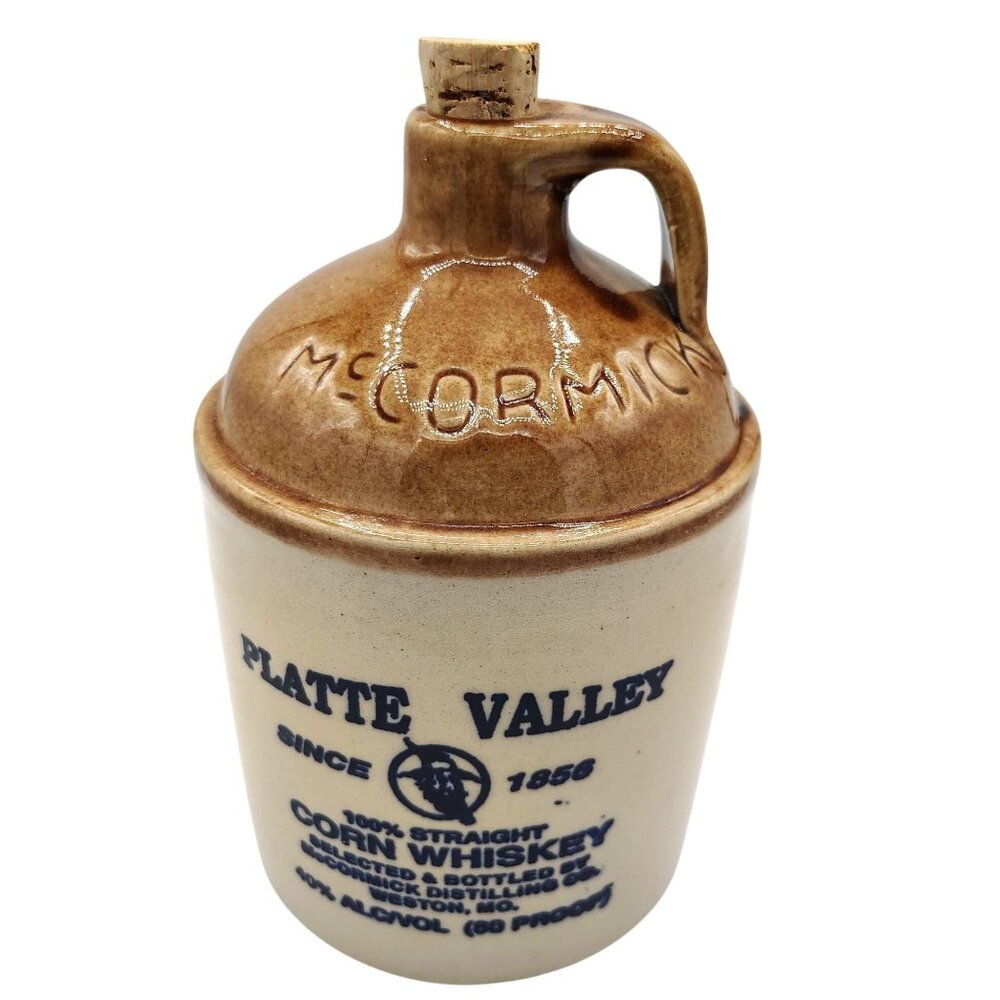 Vintage Stoneware Whiskey Jug Crock McCormick Platte Valley Corn Made in USA 70s